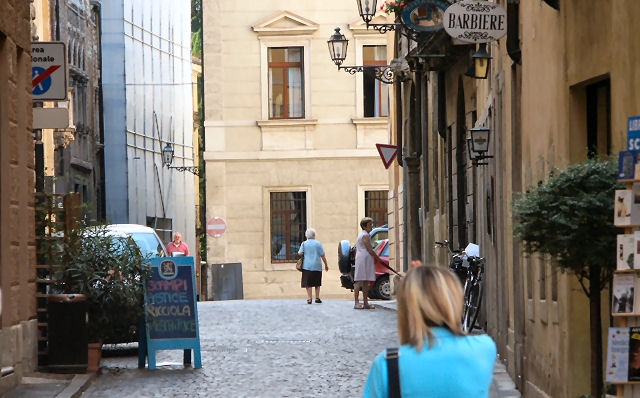 Cobblestone street in downtown Vicenza